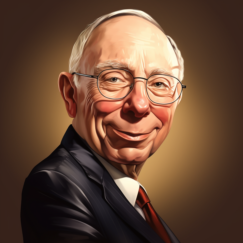 create caricature of charlie munger famous investor
